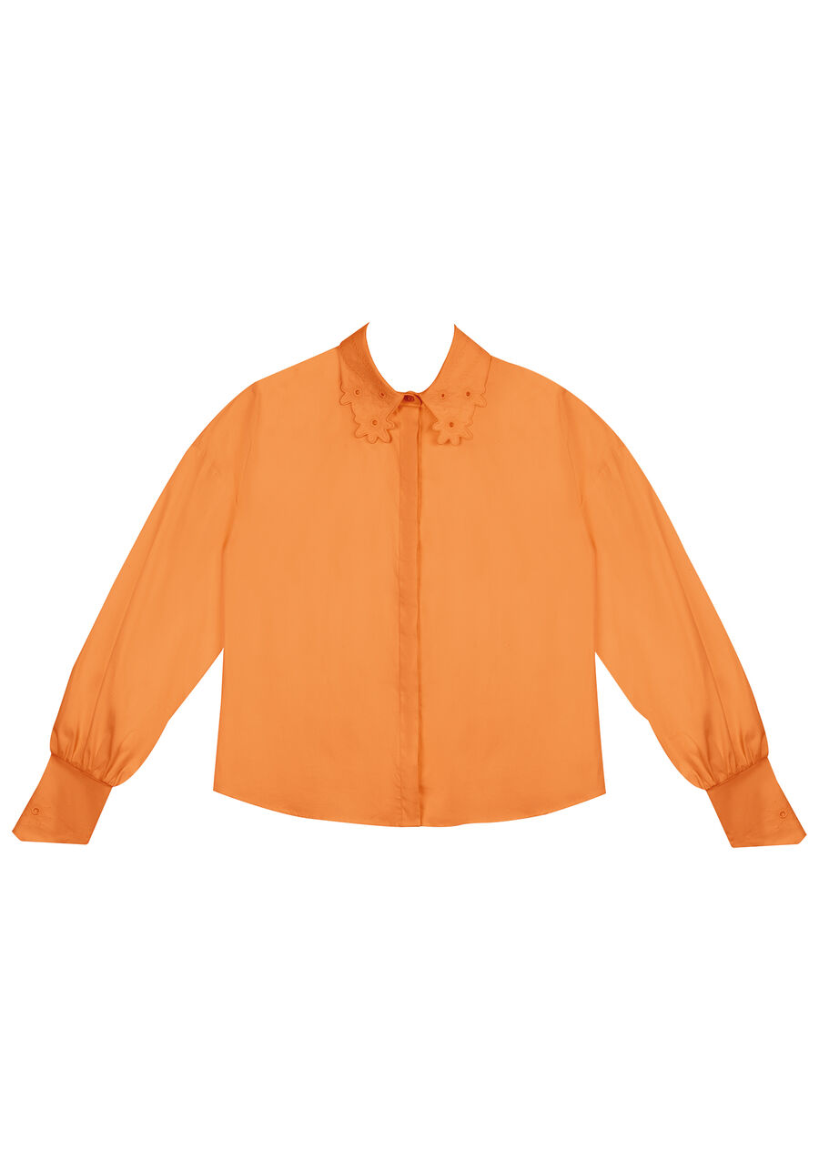 Camisa Manga Longa com Flores Gola, . Camisa Manga Longa com Flores Gola, , large.