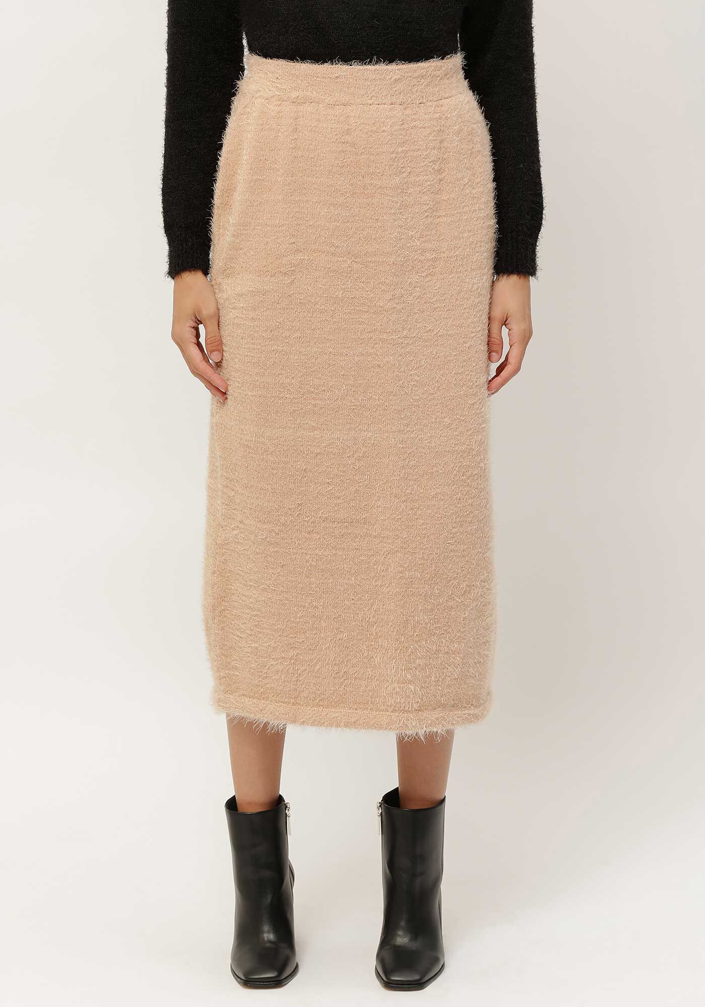 Saia Midi em Tric&ocirc; com Cintura Alta, , large.