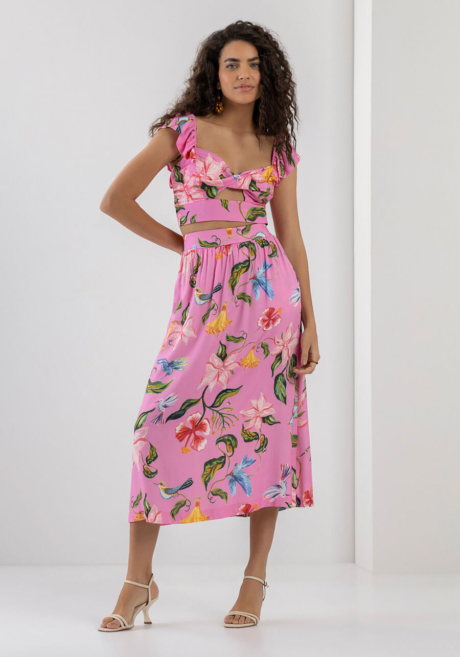 Blusa Cropped Estampada com Torção Busto, . Blusa Cropped Estampada com Torção Busto, , large.