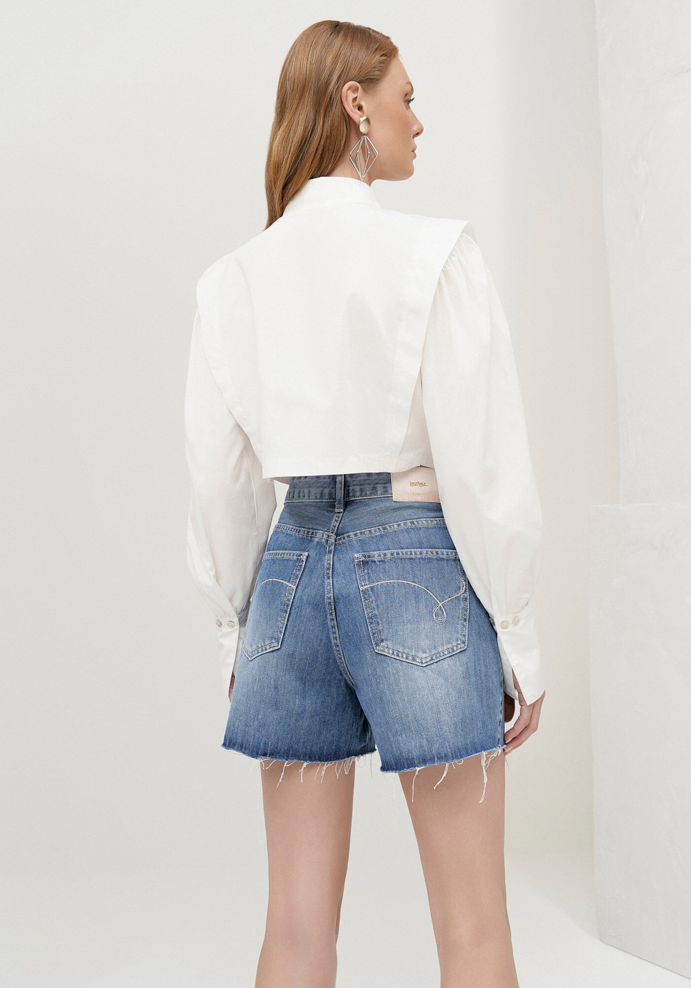 Shorts Jeans Mom Cintura Alta Destroyed, , large.