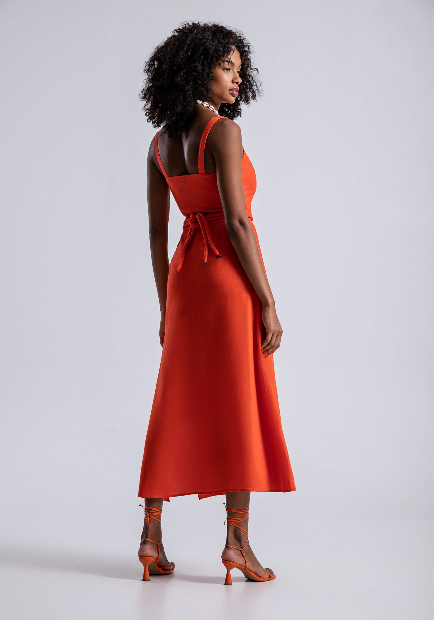 Vestido de linho laranja discount