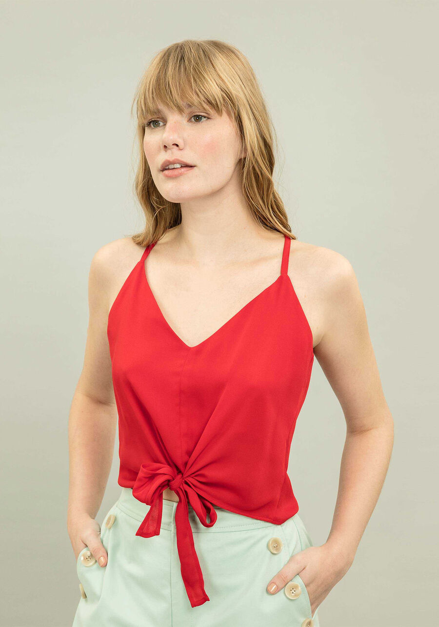 Blusa Cropped com Laço Vermelho Chilli, , large.