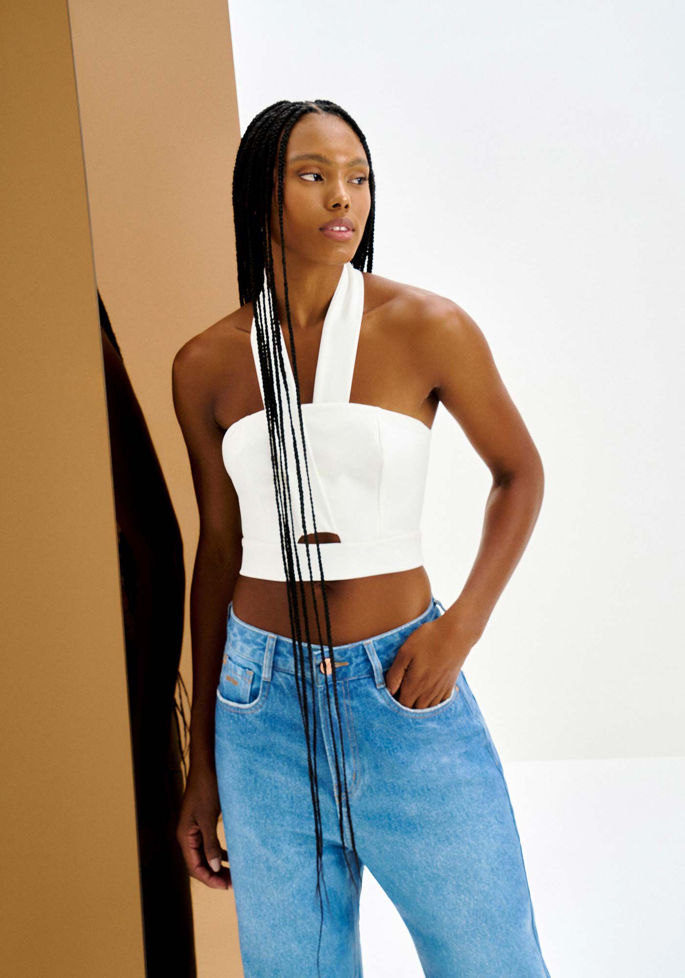 Top Frente &Uacute;nica com Al&ccedil;as Transpassadas, BRANCO OFF WHITE, large.