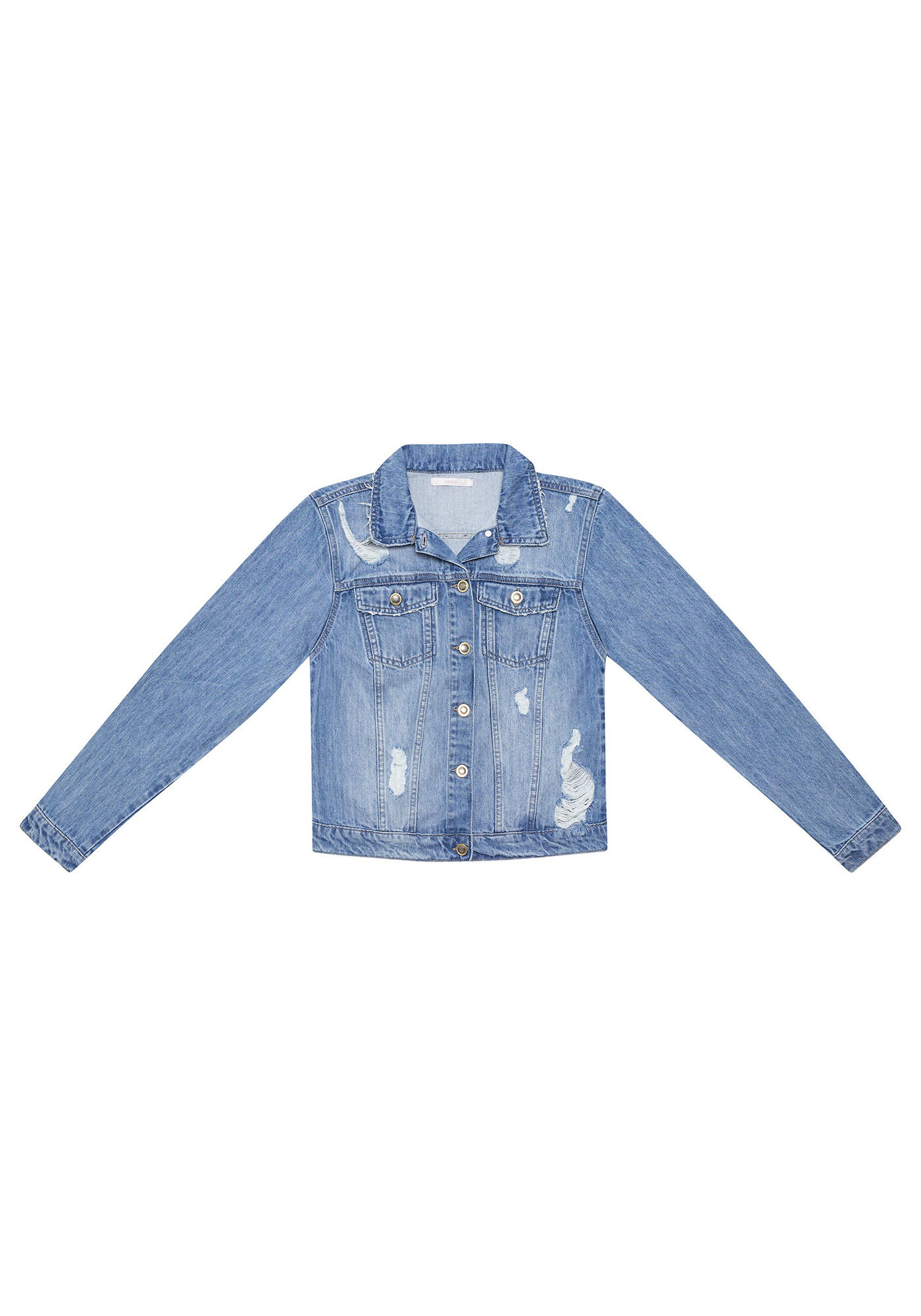 Jaqueta Jeans Estonada Destroyed, , large.