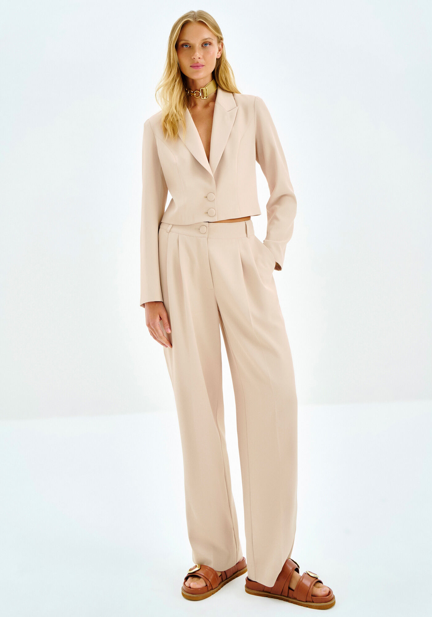 Blazer Manga Longa Cropped Alfaiataria, , large.