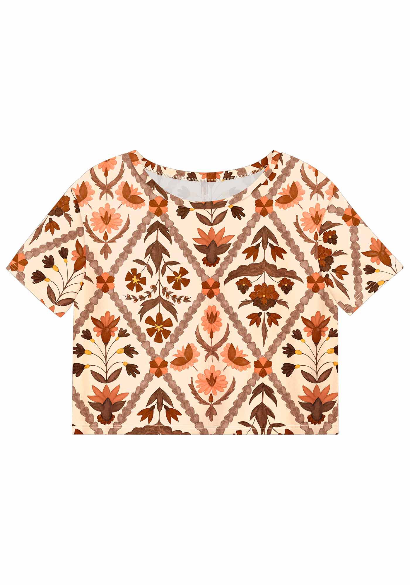 Blusa Estampada em Malha Viscose Cropped, , large.