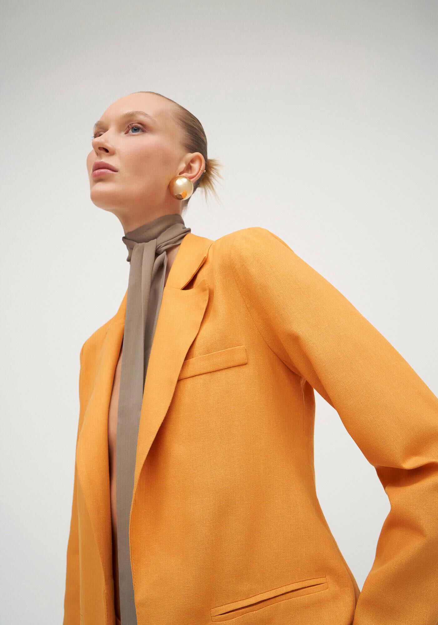 Blazer Alfaiataria em Linho com Bolsos, , large.