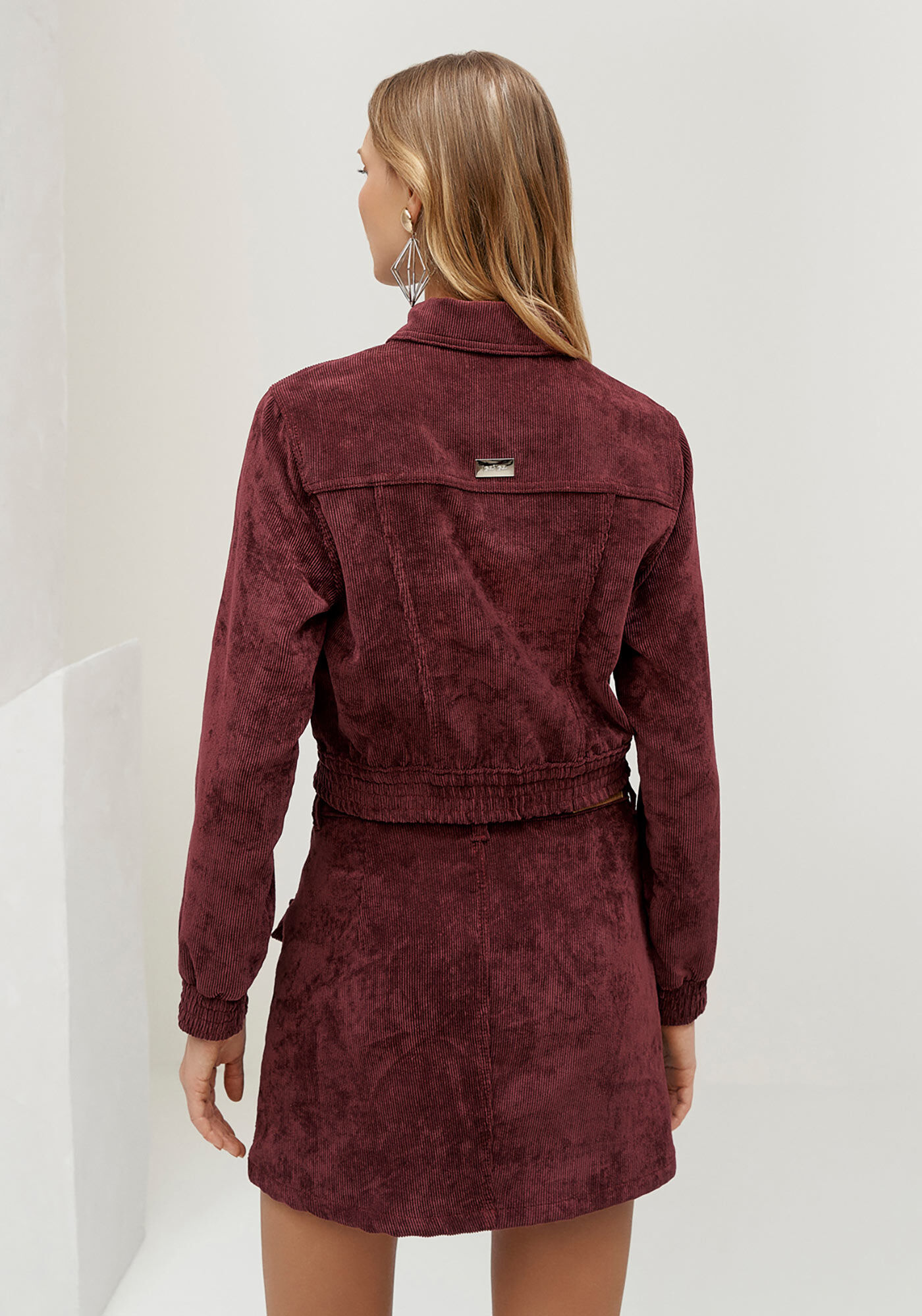 Jaqueta Bomber em Veludo com Bolsos, , large.