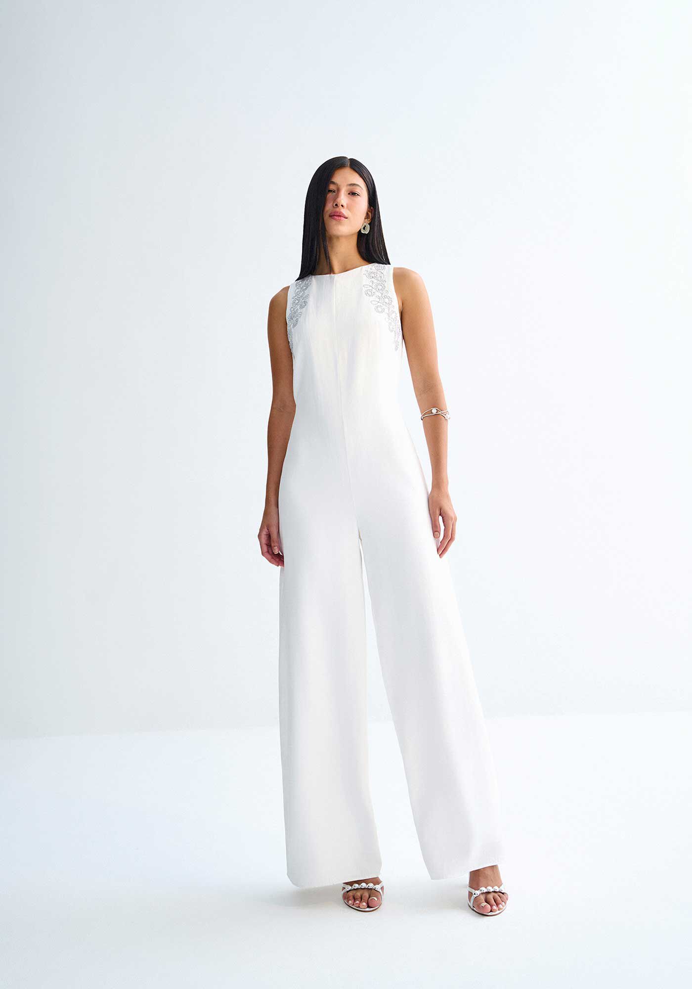 Macac&atilde;o Longo Reto com Bordado, BRANCO, large.