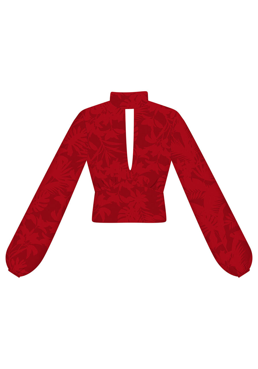 Blusa Cropped Gola Alta Amarração, . Blusa Cropped Gola Alta Amarração, , large.