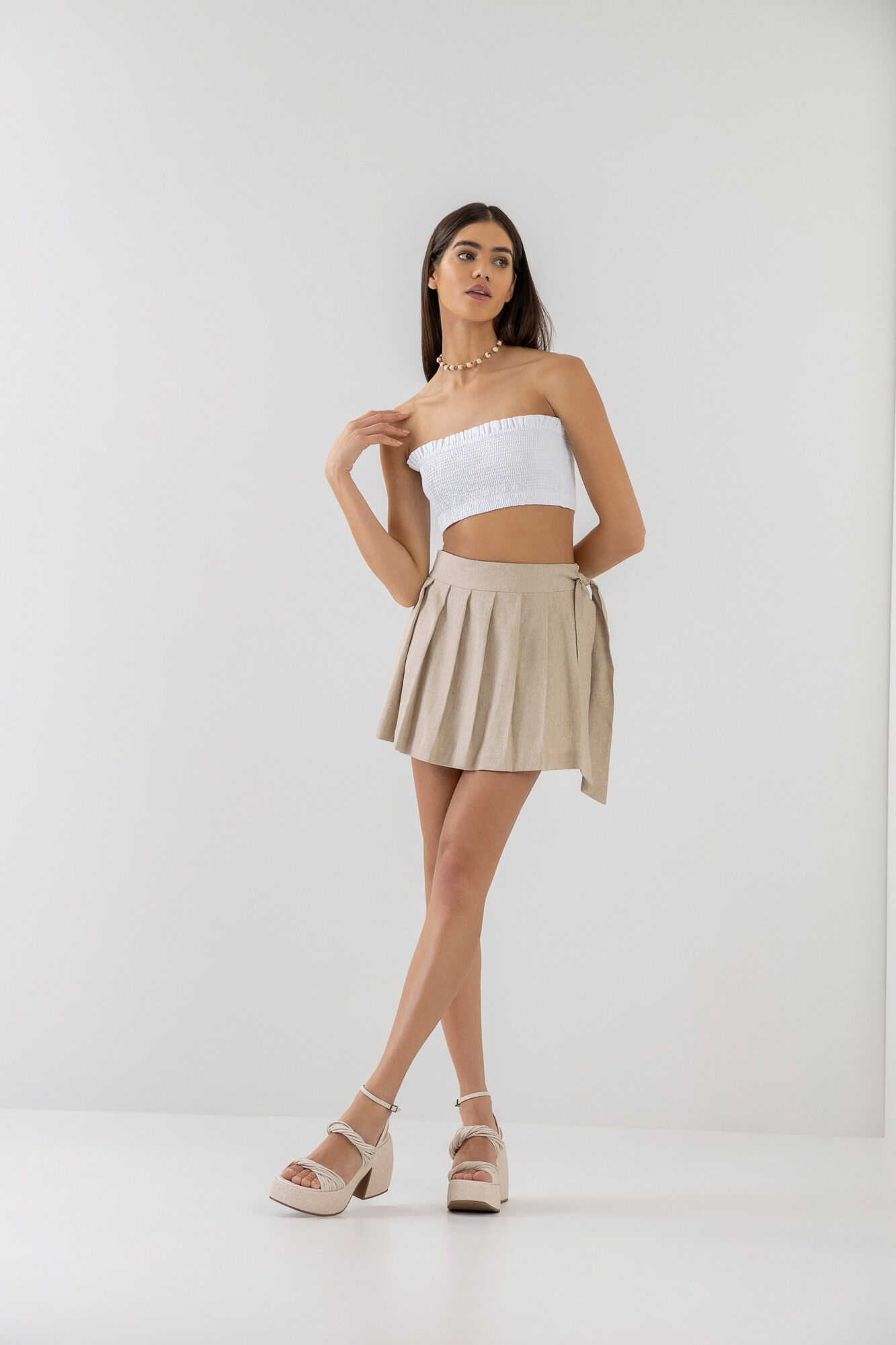 Shorts-Saia em Linho com Pregas, , large.