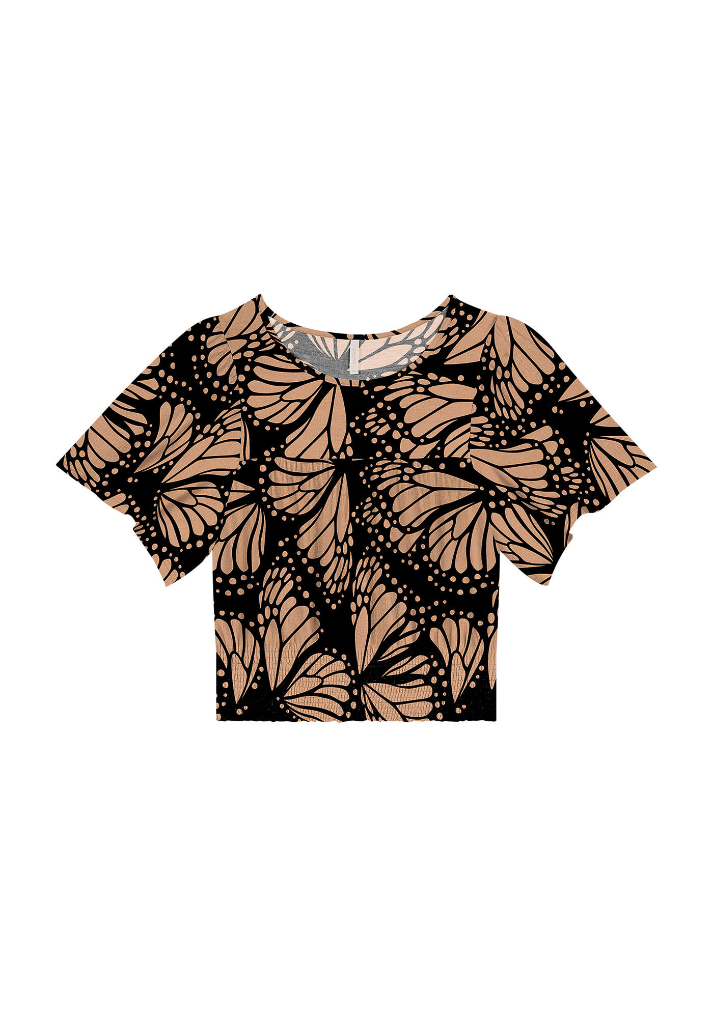 Blusa Estampada em Malha com Franzido e Lastex, , large.