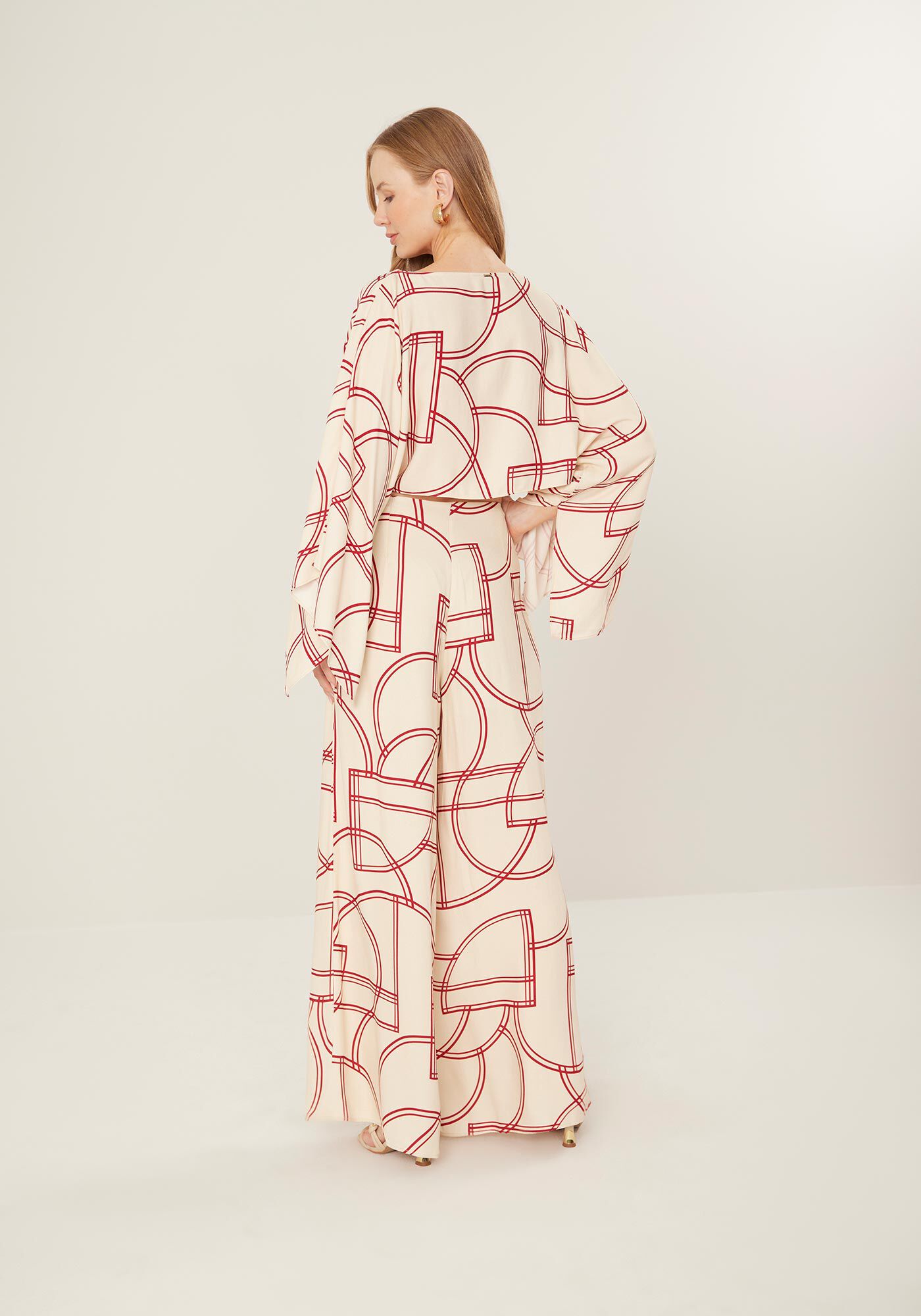 Cal&ccedil;a Pantalona Estampada Em Crepe De Alfaiataria, , large.