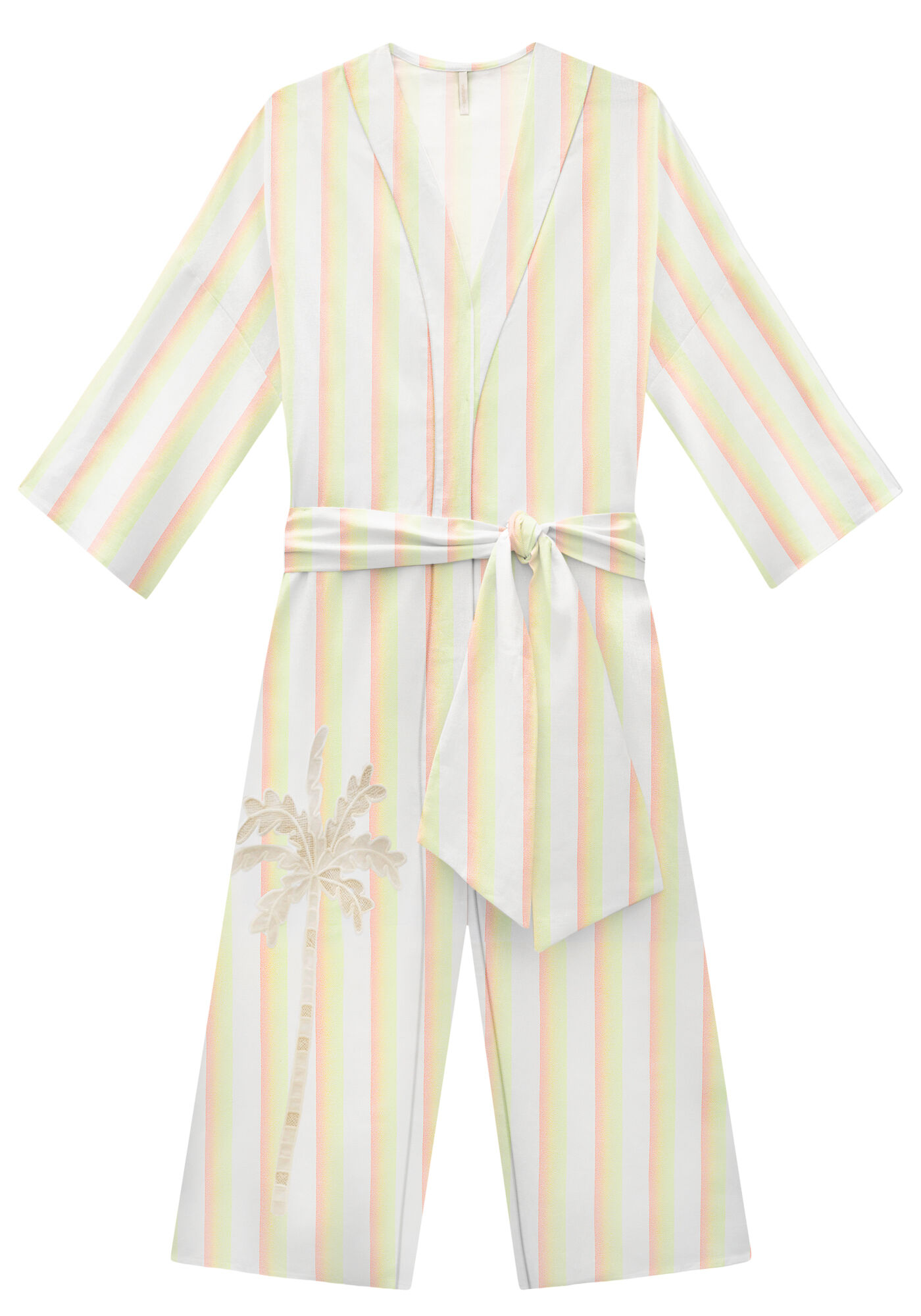 Kimono Alongado em Linho com Bordado, , large.