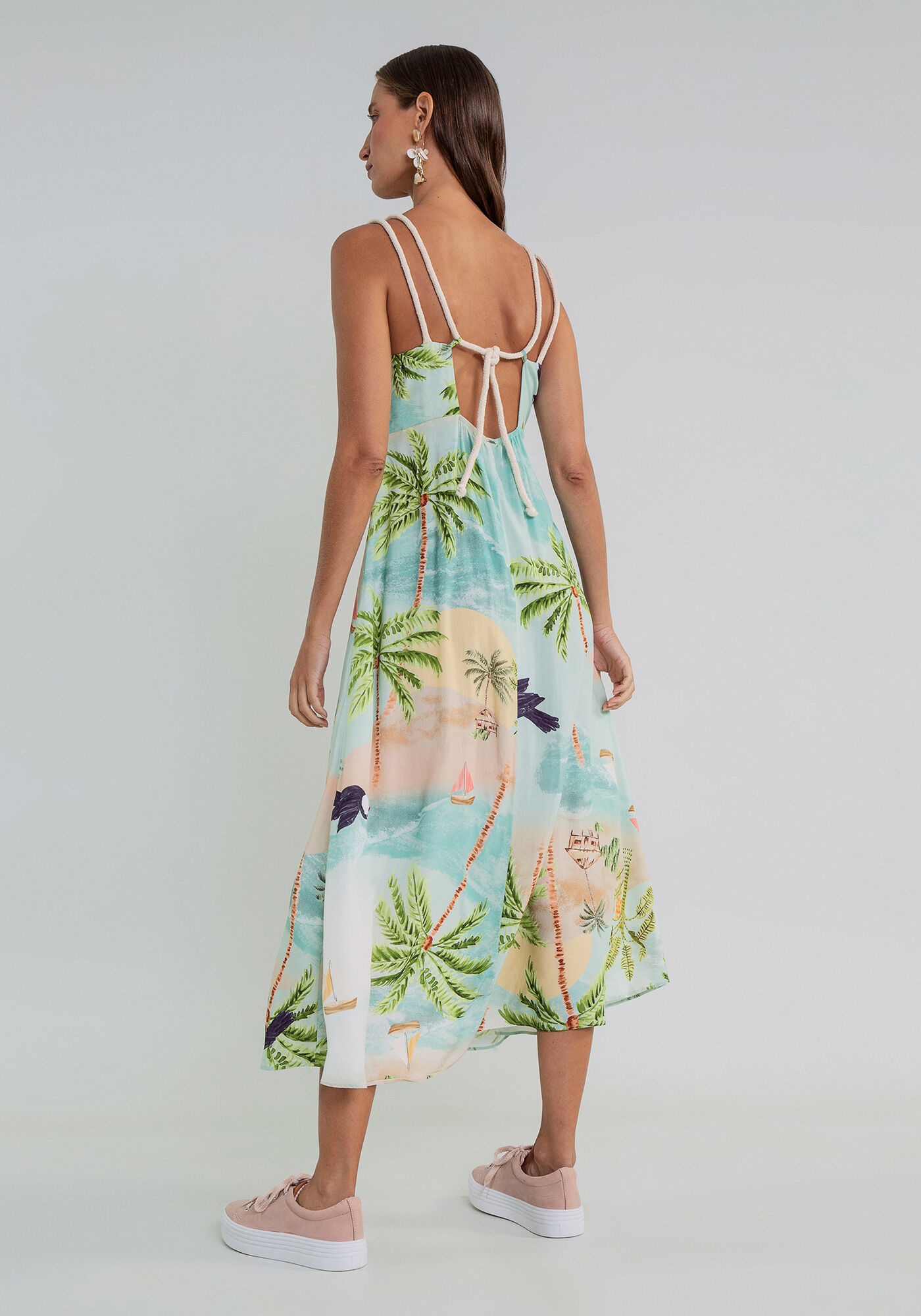 Vestido com Al&ccedil;as M&iacute;di Estampa, , large.