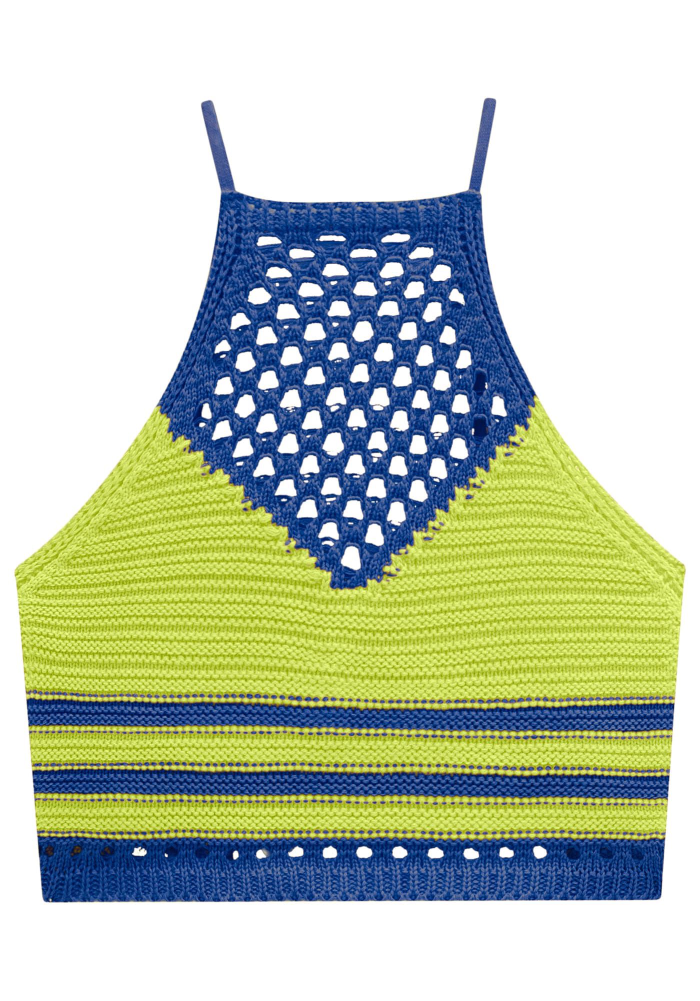 Blusa Cropped em Tric&ocirc; com Al&ccedil;as Cruzadas, , large.