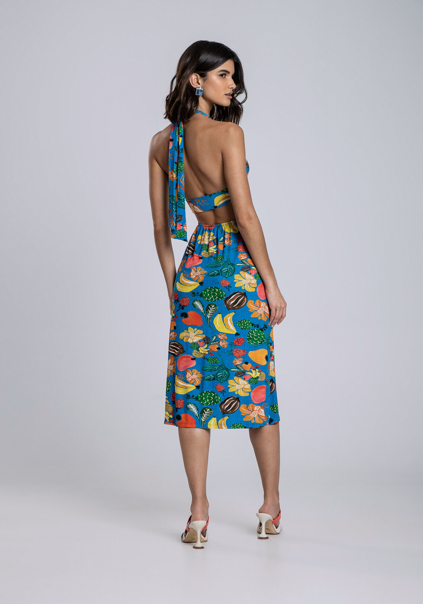 Vestido Frente &Uacute;nica Canelado Midi, , large.