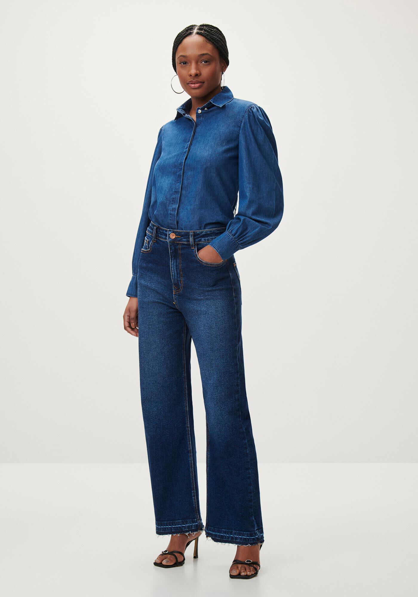 Camisa manga best sale longa jeans