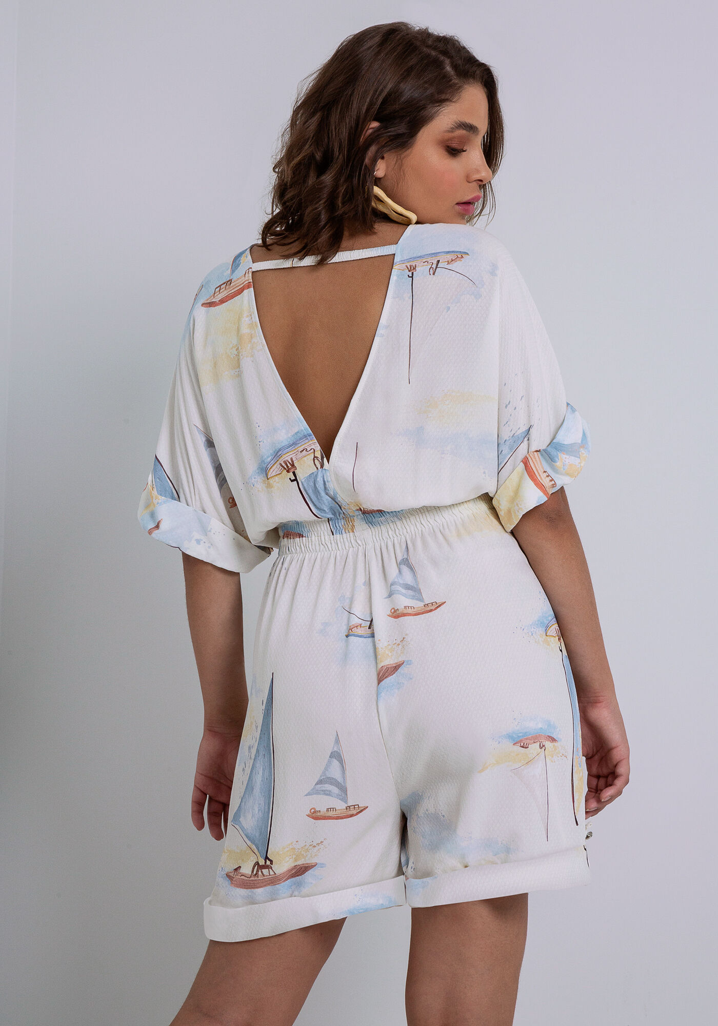 Macac&atilde;o Curto Viscose El&aacute;stico Cintura, MARACAIPE, large.