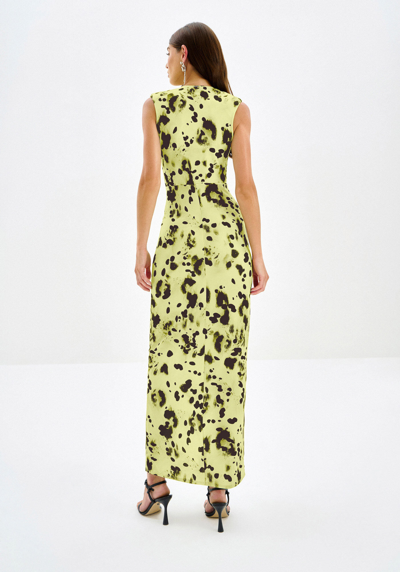 Vestido Midi Estampado com Recorte Franzido, SPLASH, large.