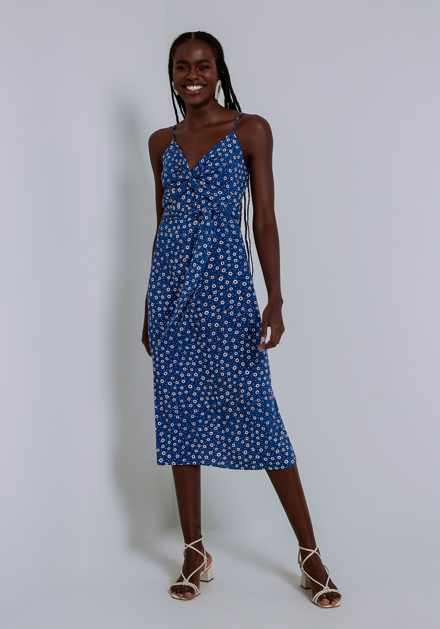 Vestido Midi em Viscose com Transpasse Busto, CAVALO MARINHO, large.