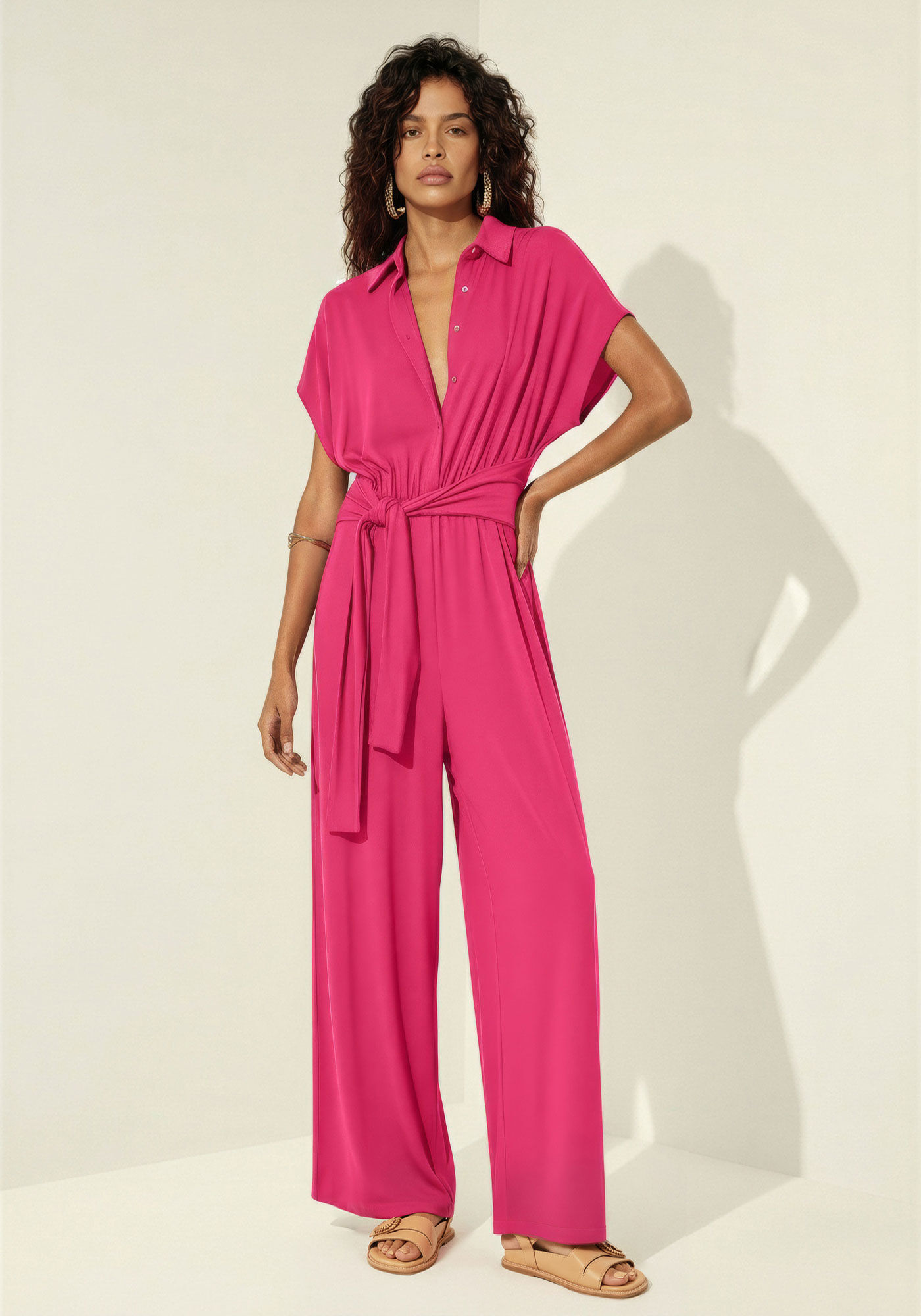 Macac&atilde;o Longo Com Bot&otilde;es E Faixa Embutida, ROSA ONYX, large.