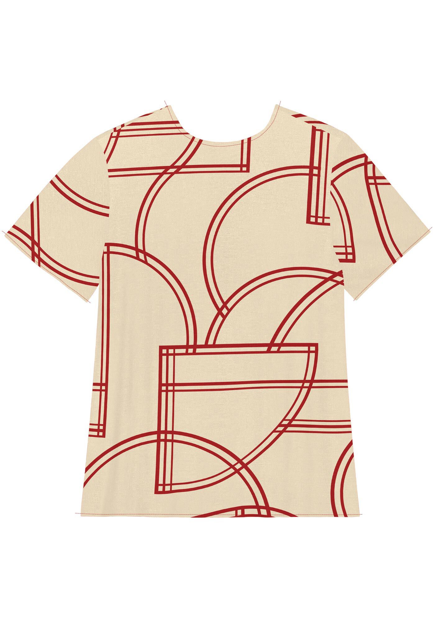 Blusa De Mangas Curtas Estampada Com Gola Redonda, , large.