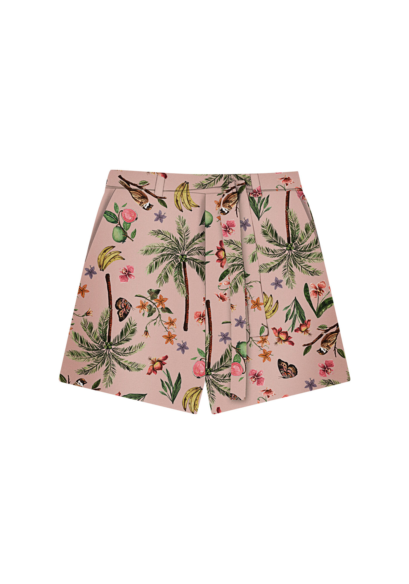 Shorts Cintura M&eacute;dia Faixa Estampa, HARMONIA, large.