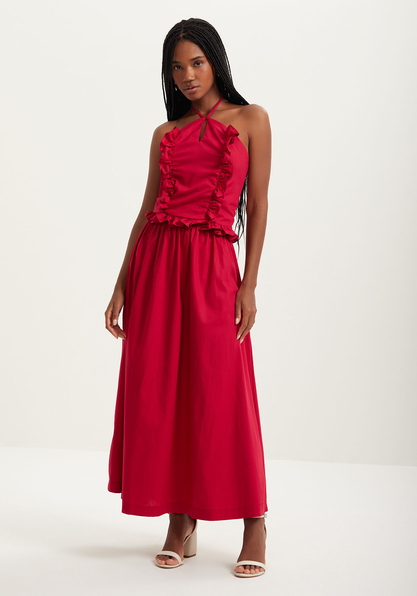 Blusa Curta Frente &Uacute;nica Com Babados E Recorte, , large.