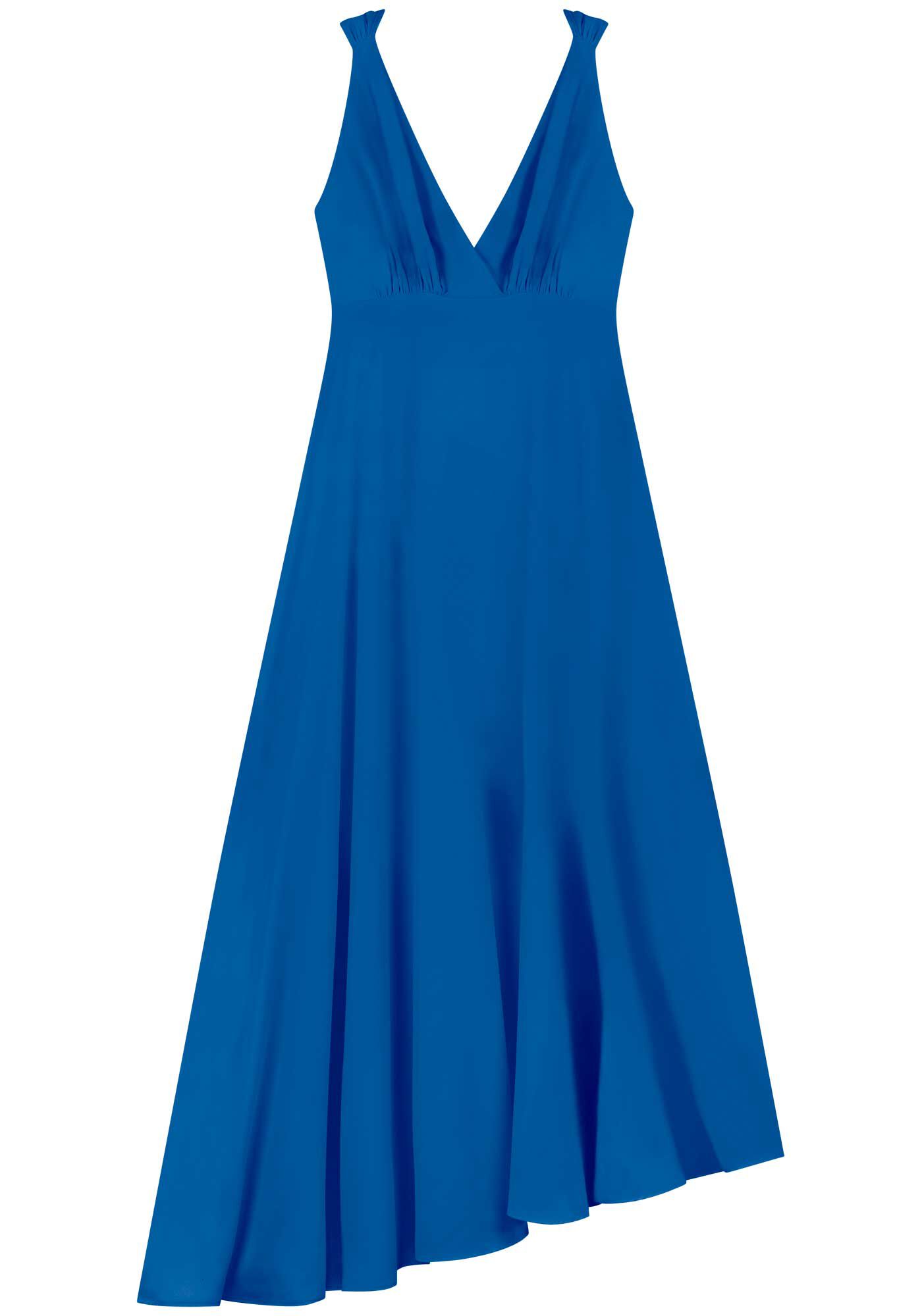 Vestido Longo Fluido Forrado Com Decote Em V, , large.