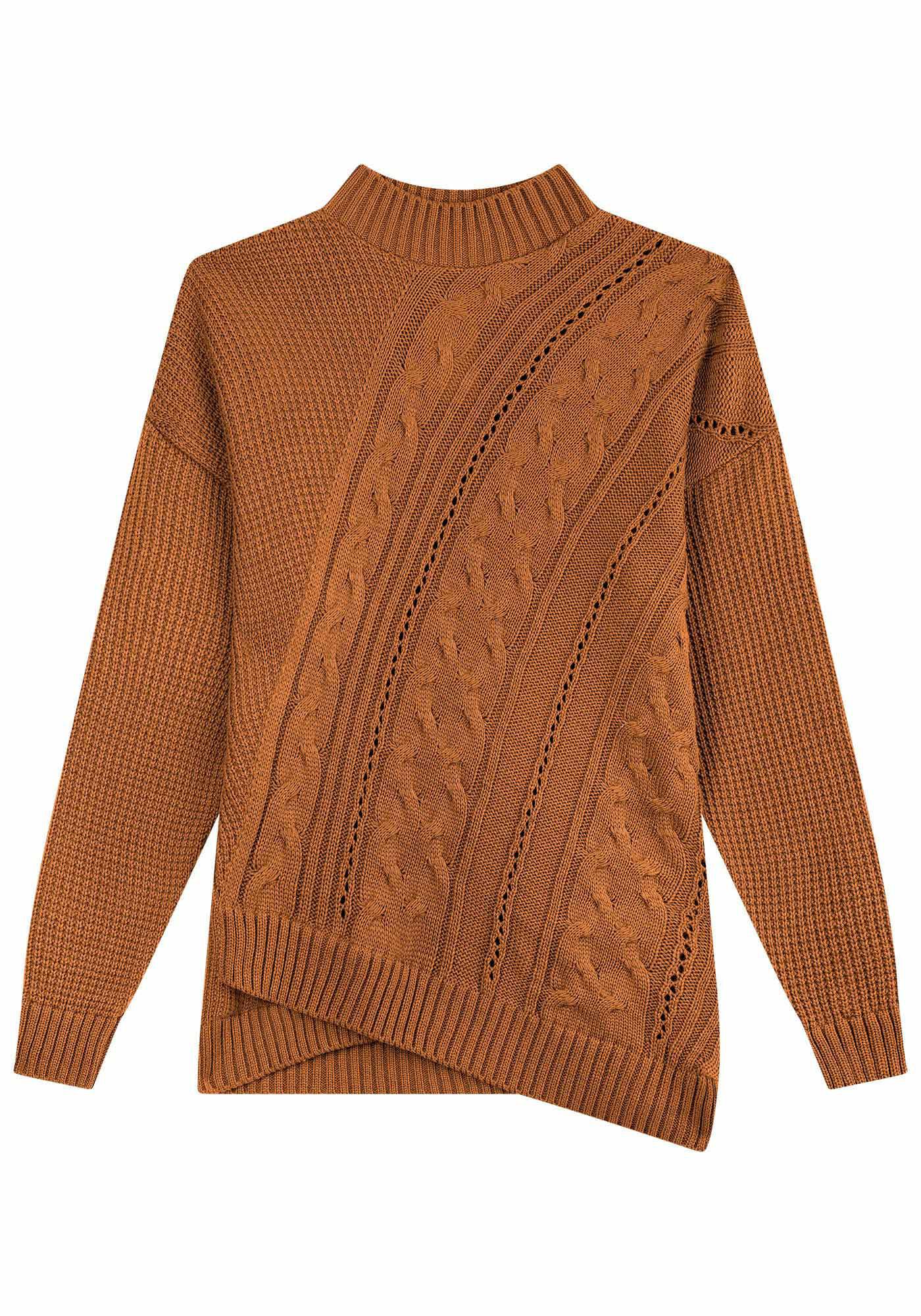 Blus&atilde;o em Tric&ocirc; Texturizado com Barra Transpassada, , large.