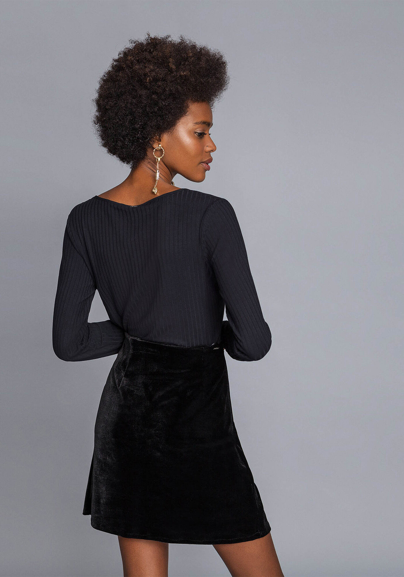 Saia Veludo com Pregas, , large.