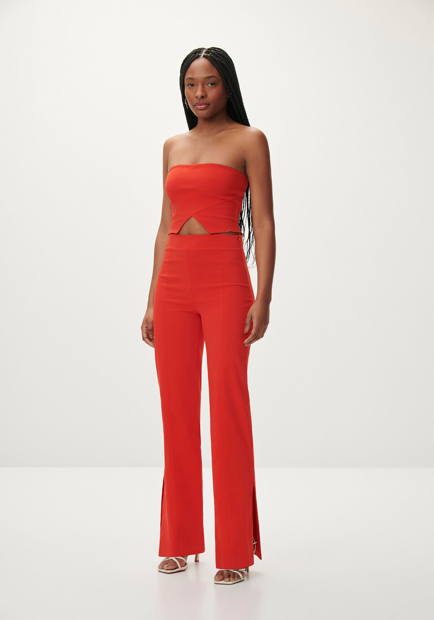 Cal&ccedil;a Slim Cintura M&eacute;dia com Abertura Lateral, , large.