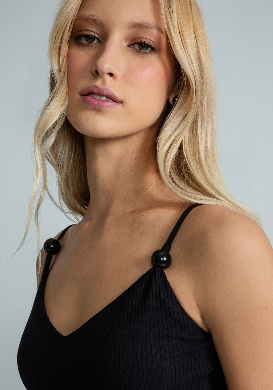 Body com Alças Detalhe Aviamento, PRETO. Body com Alças Detalhe Aviamento, PRETO, large.