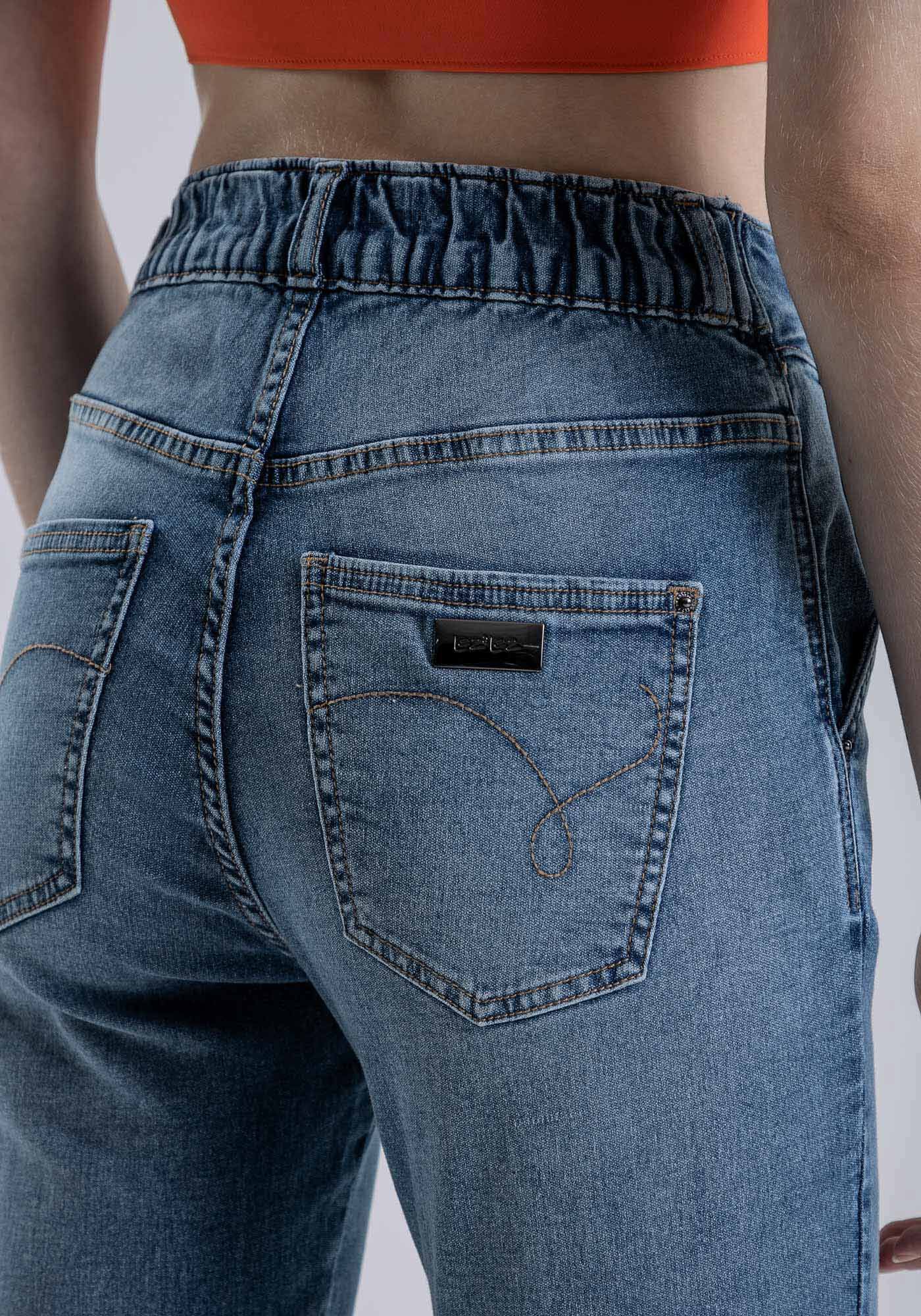 Cal&ccedil;a Jeans Jogging Cropped Cintura Alta, JEANS, large.