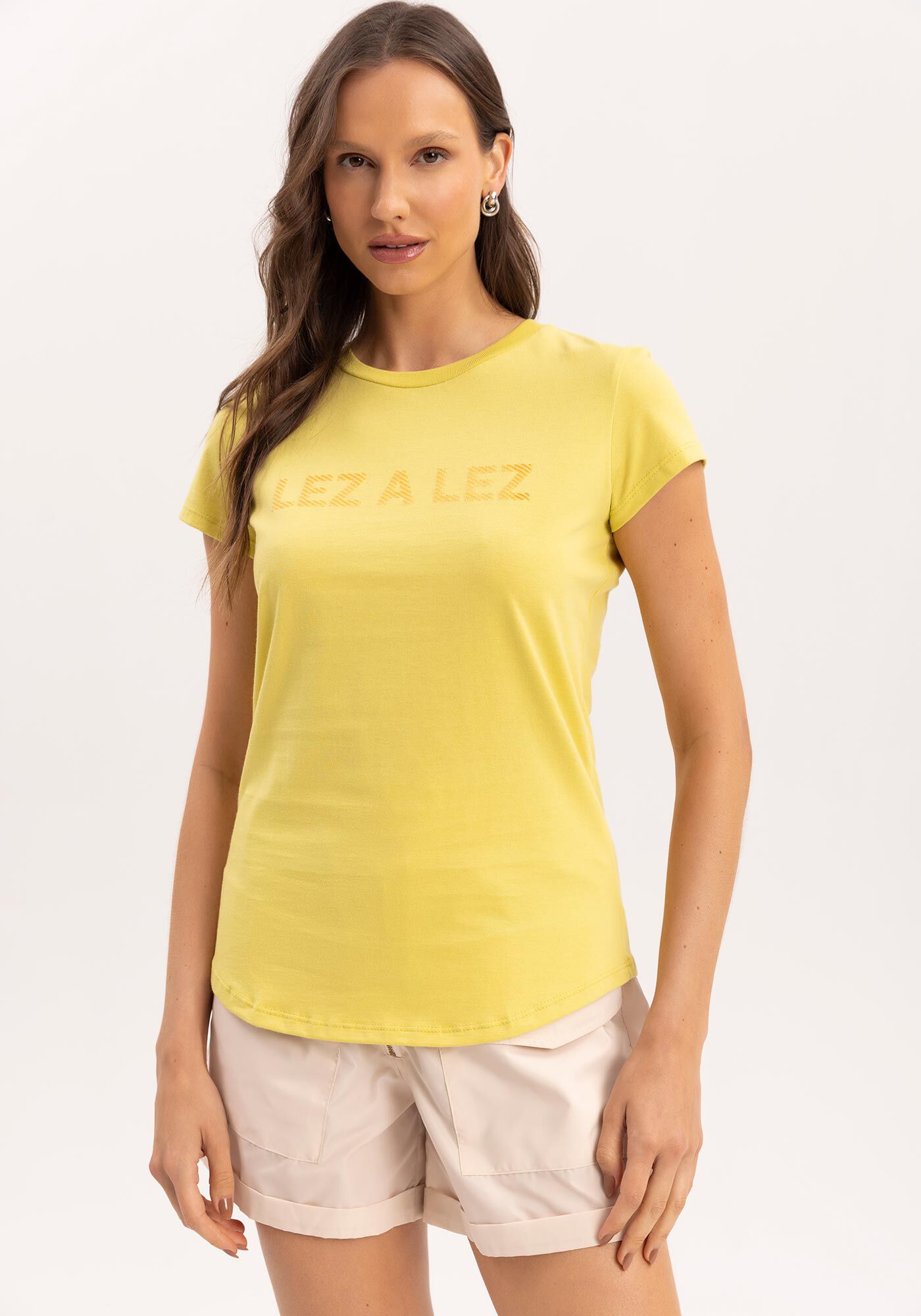 T-shirt em Malha Prime com Estampa Lez a Lez, VERDE PING, large.