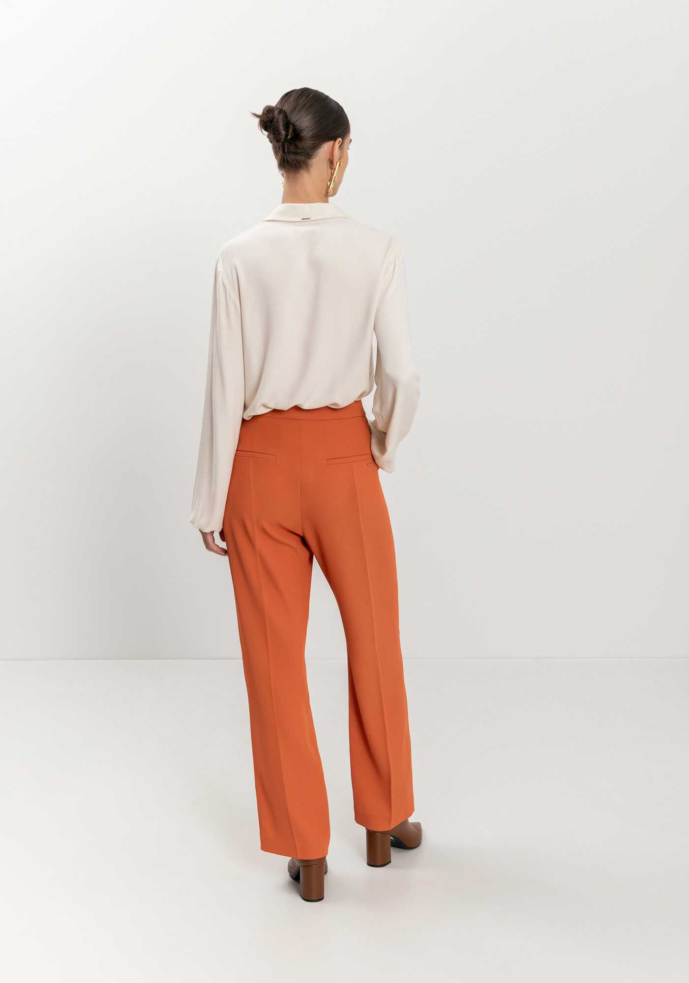 Cal&ccedil;a Reta De Cintura M&eacute;dia Com Bolsos, , large.