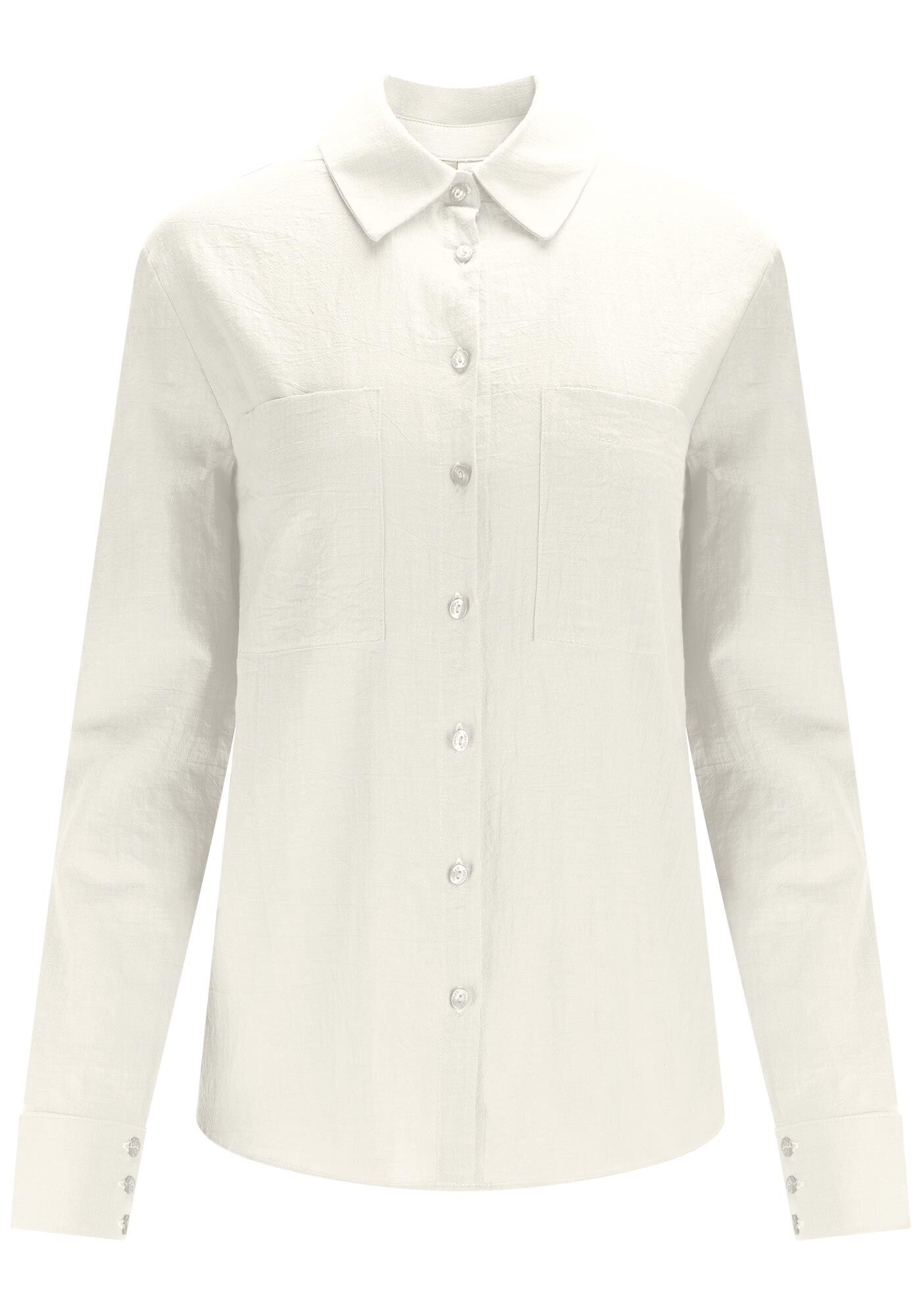 Camisa Manga Longa em Tecido Plano com Bolsos, , large.