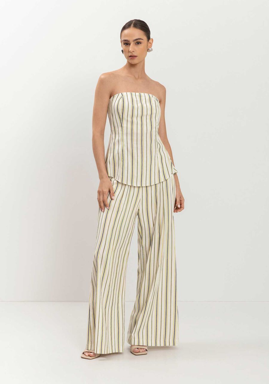 Blusa Sem Mangas Em Linho Leve Listrado, BEGE ALHAMBRA. Blusa Sem Mangas Em Linho Leve Listrado, BEGE ALHAMBRA, large.