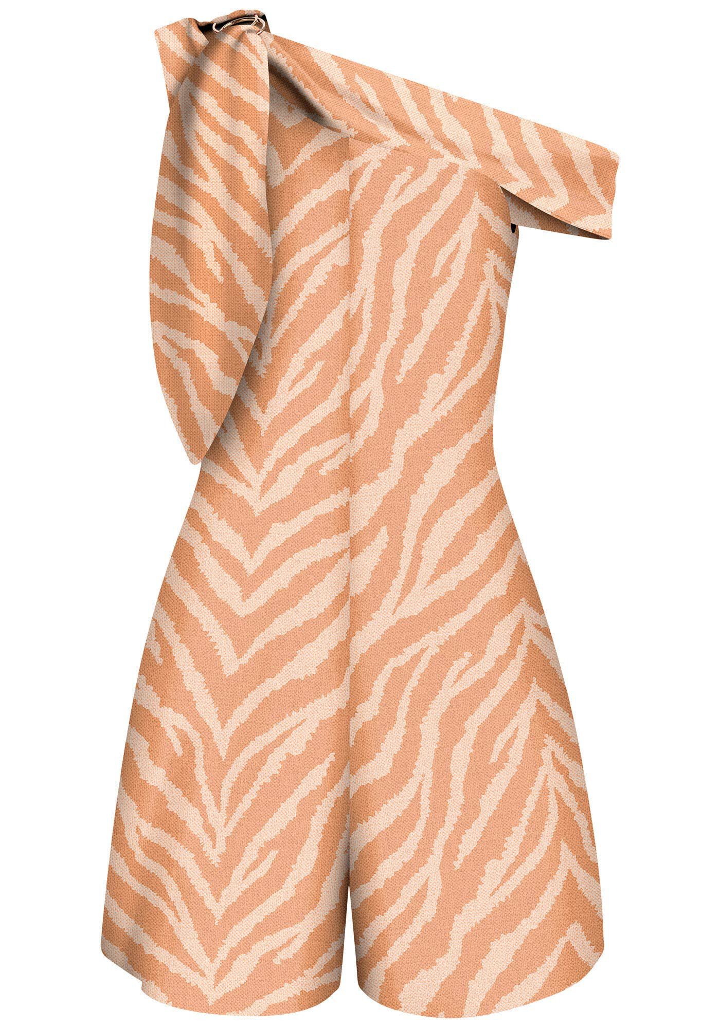 Macac&atilde;o Curto Estampado com Decote Um Ombro S&oacute;, ZEBRA, large.