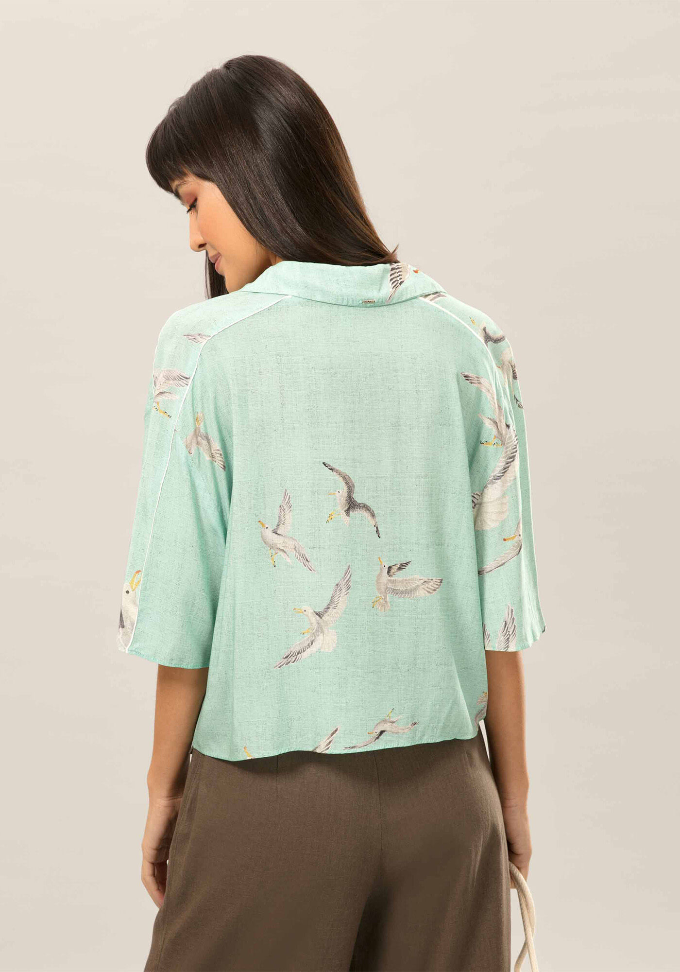 Camisa Cropped Com Amarra&ccedil;&atilde;o Estampa  Ventura, , large.