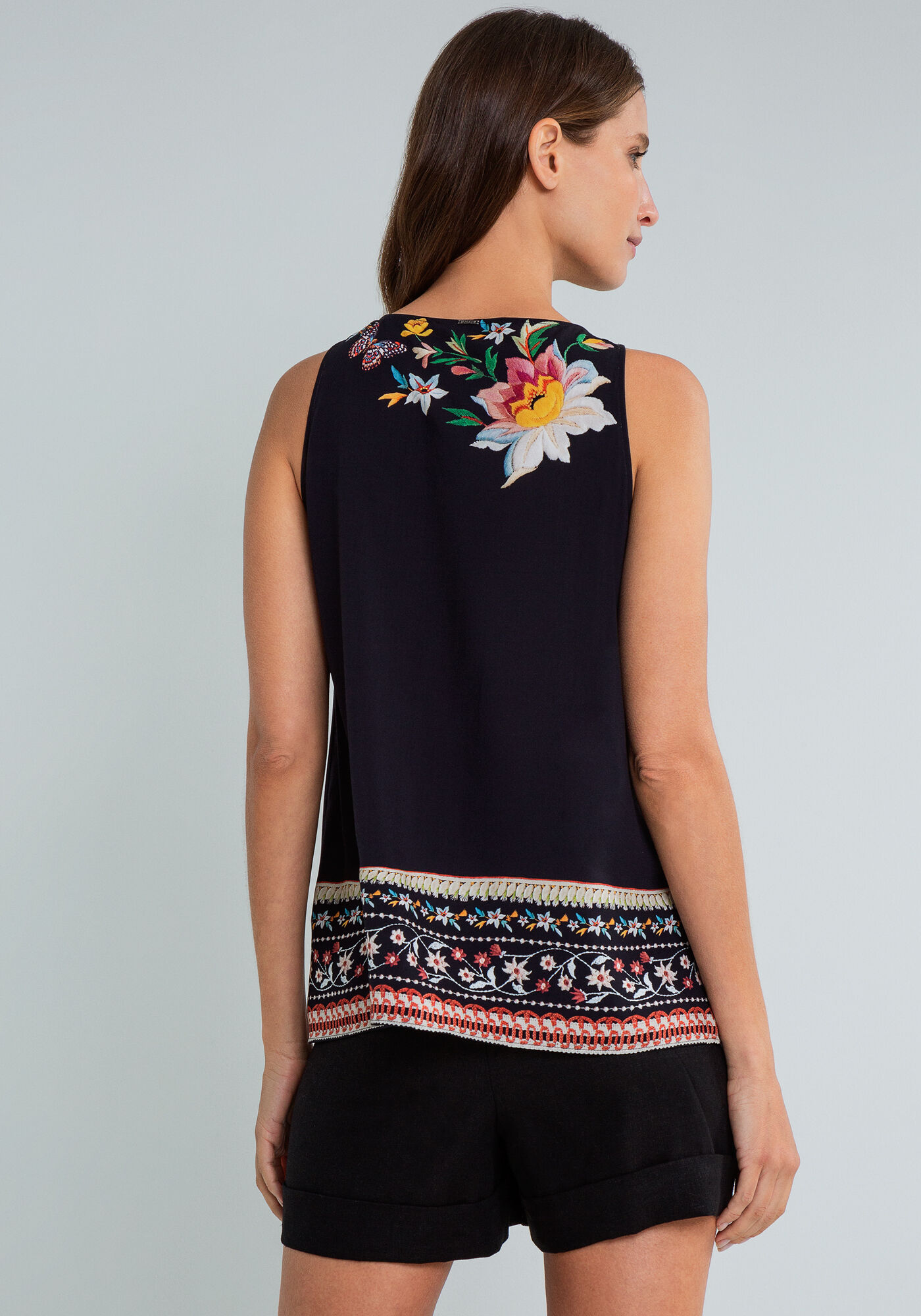 Blusa Amarra&ccedil;&atilde;o Decote Tassel Estampada, , large.