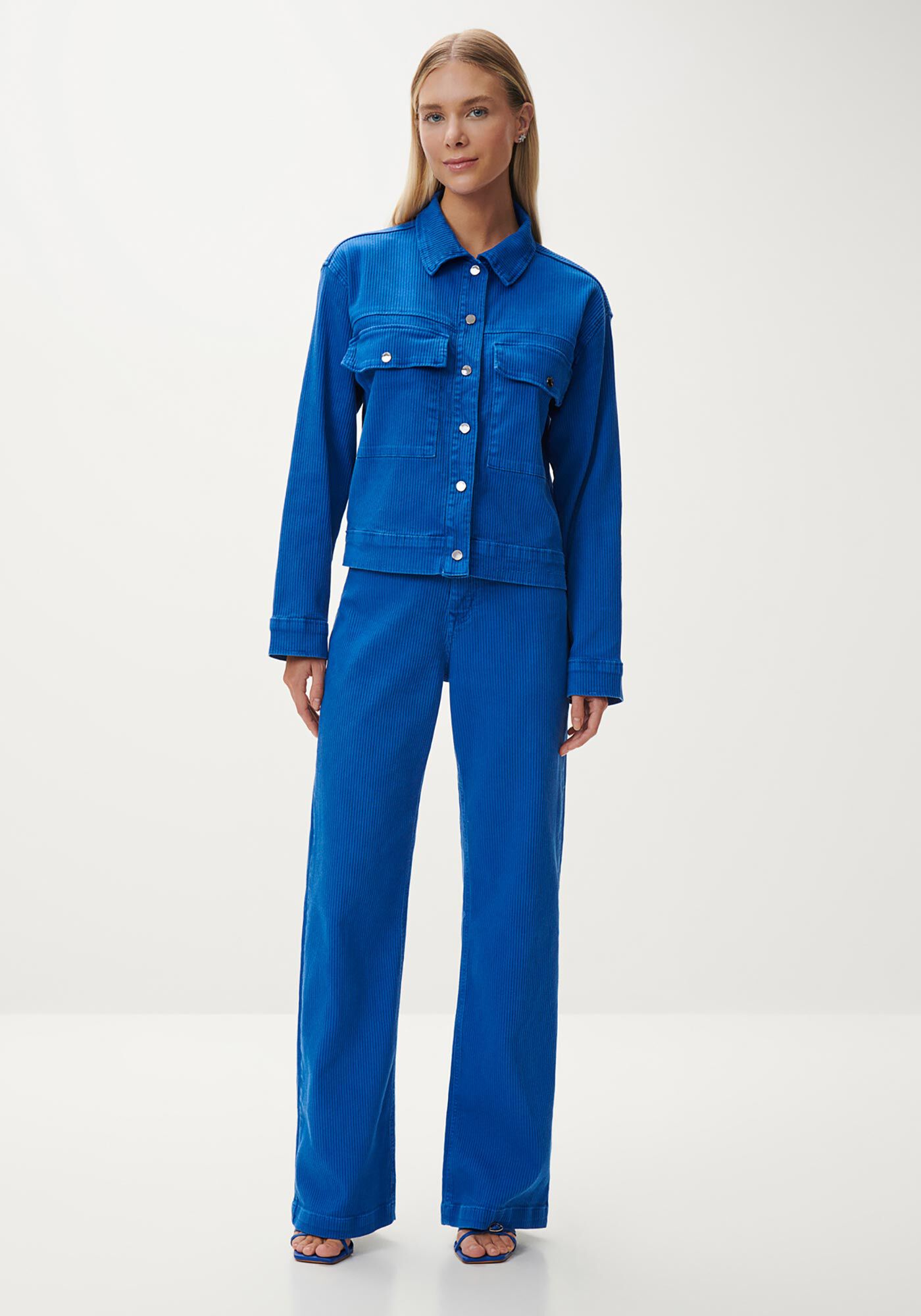 Jaqueta Cotel&ecirc; Manga Longa com Bolsos, AZUL BLUE BELL, large.