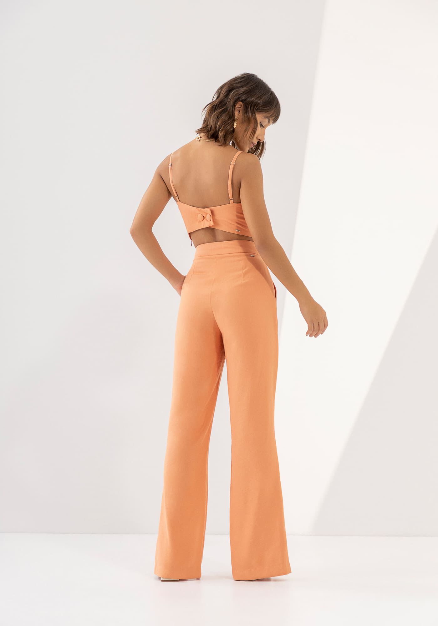 Cal&ccedil;a Alfaiataria Flare com Fenda, , large.