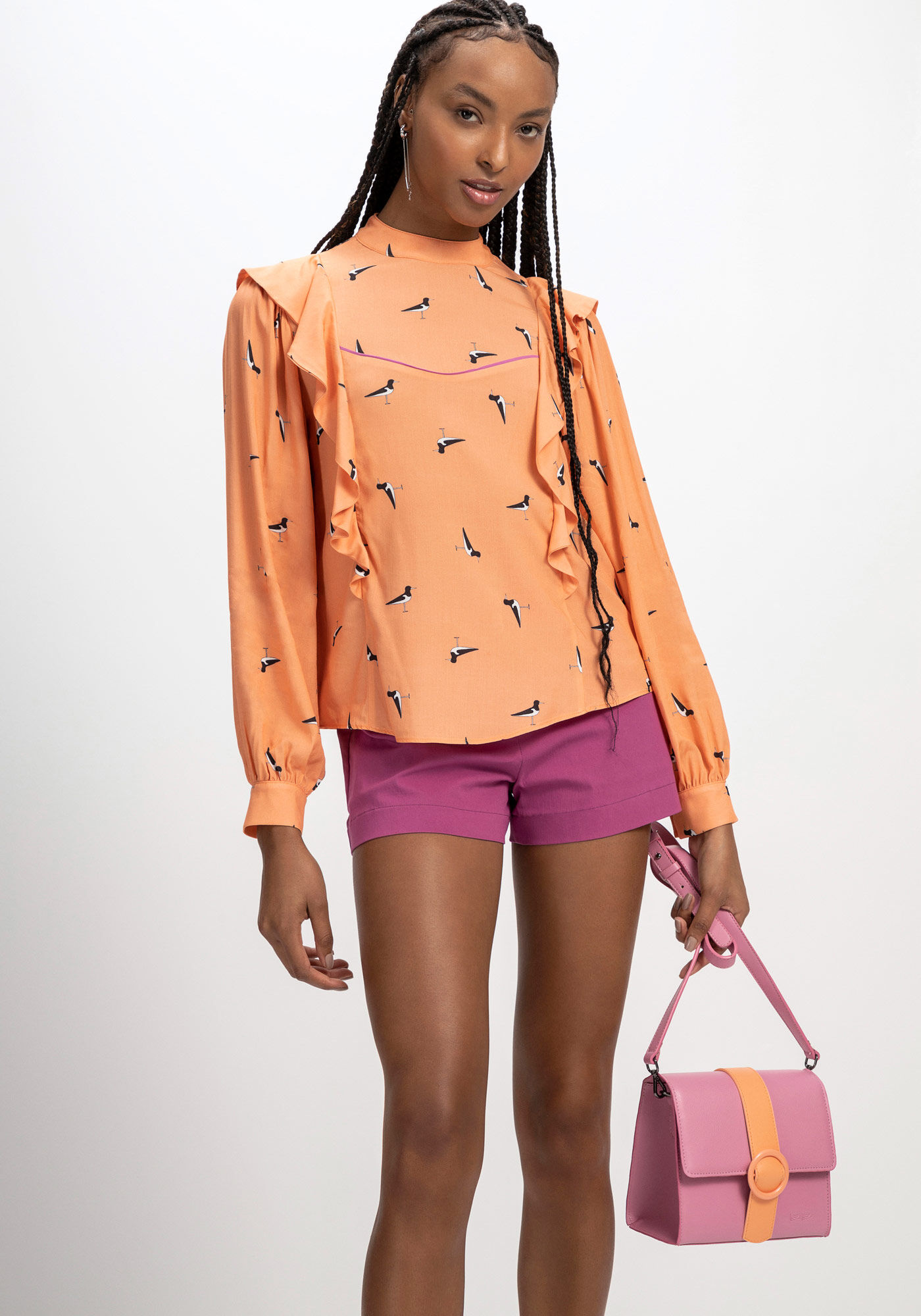 Blusa Manga Longa em VIscose com Babados, LUNDEY, large.