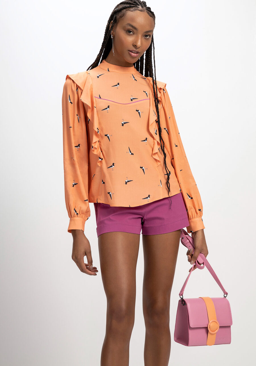 Blusa Manga Longa em VIscose com Babados, . Blusa Manga Longa em VIscose com Babados, , large.