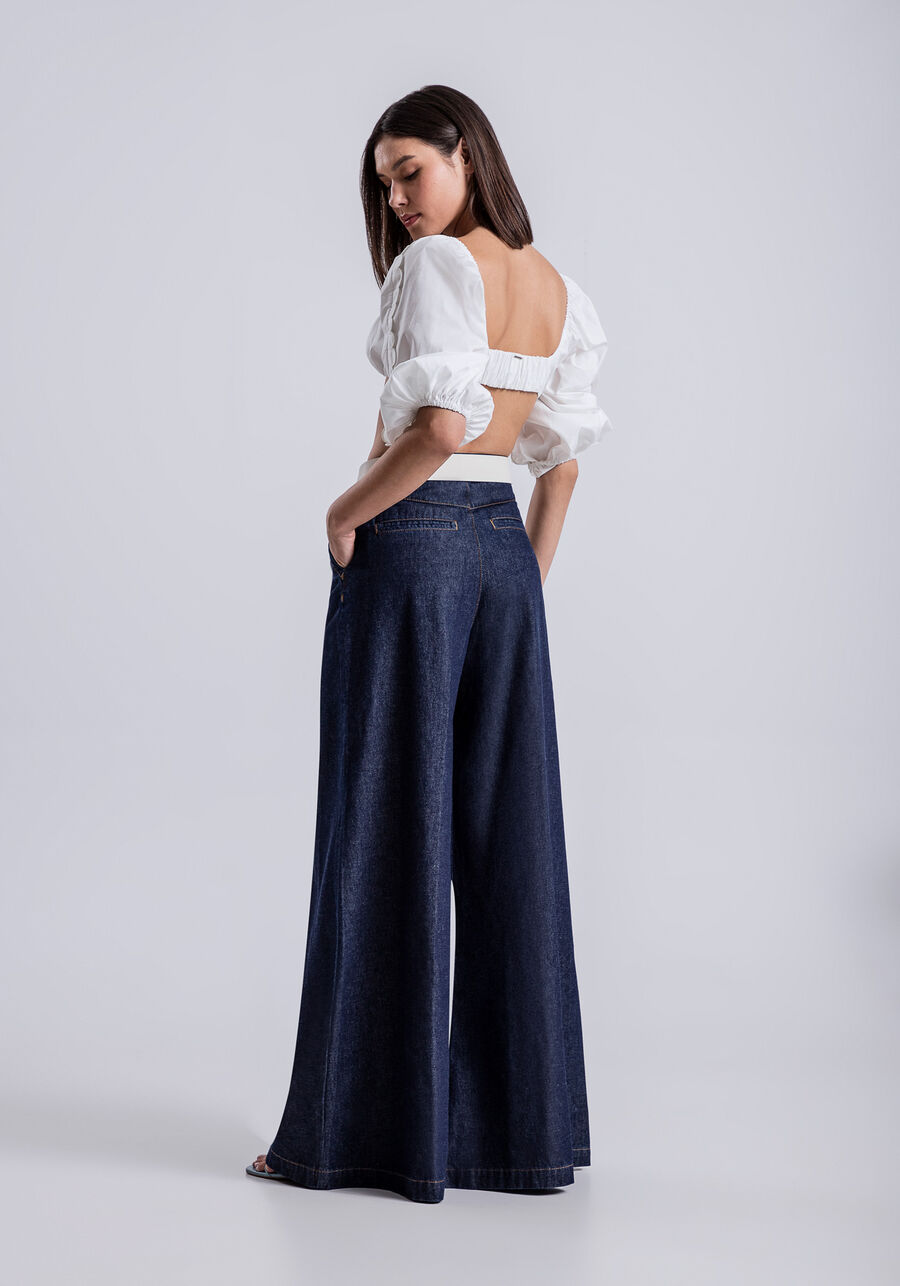 Calça Jeans Pantalona Cintura Super Alta, JEANS. Calça Jeans Pantalona Cintura Super Alta, JEANS, large.