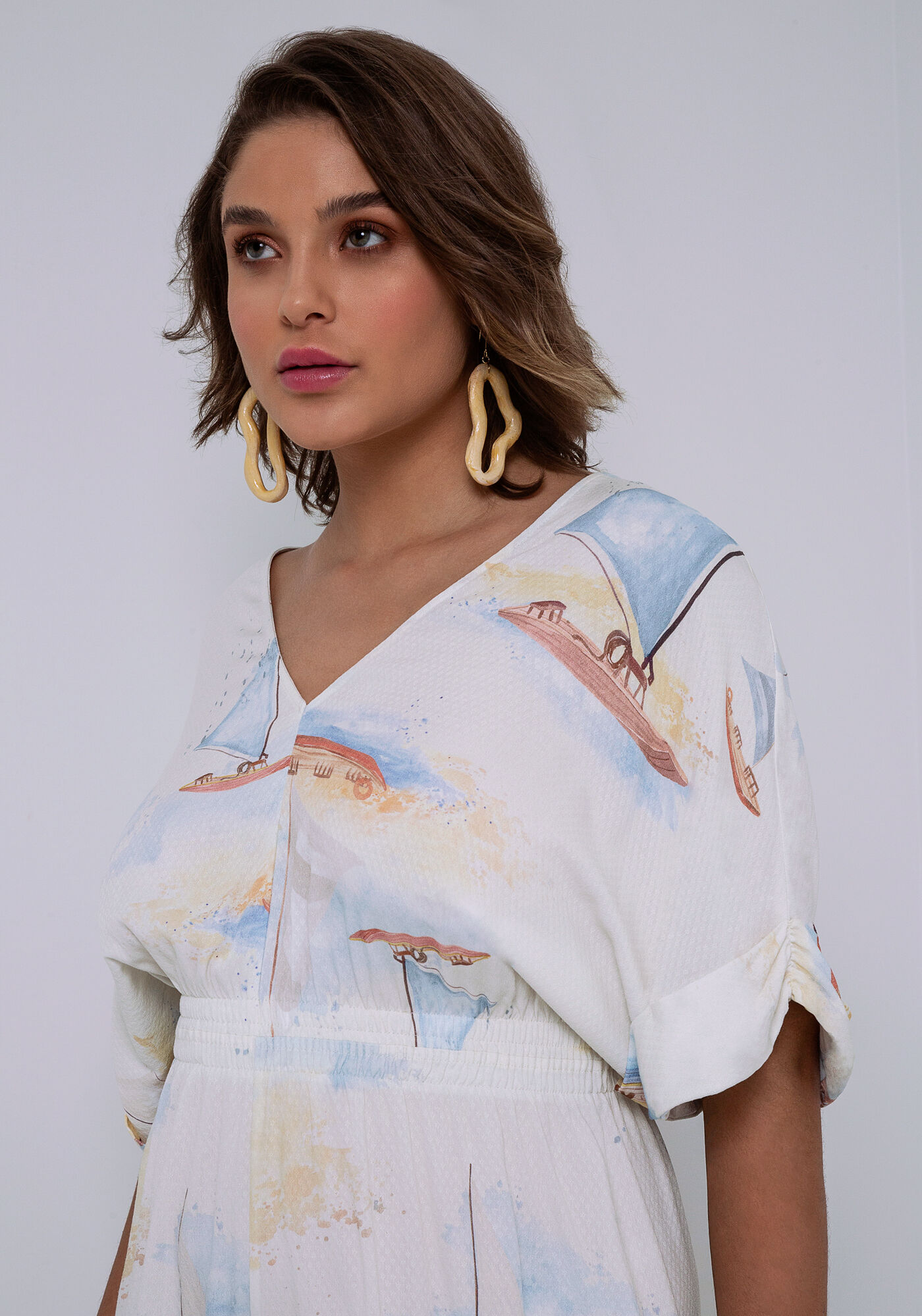 Macac&atilde;o Curto Viscose El&aacute;stico Cintura, MARACAIPE, large.