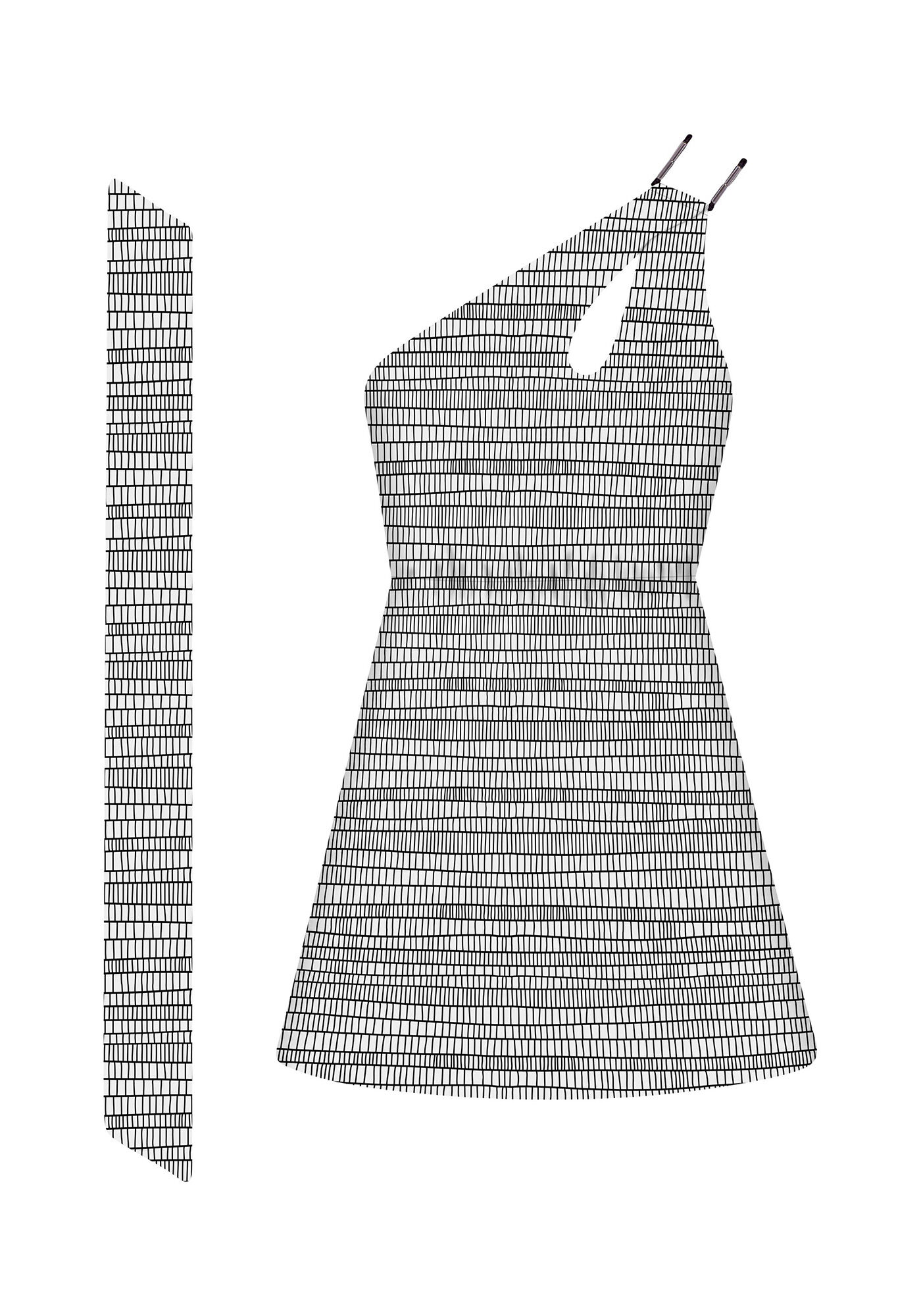 Vestido Um Ombro S&oacute; Estampa, , large.