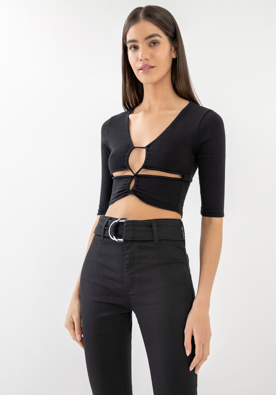 Calça Jeans Jegging Ever Black com Cinto, PRETO REATIVO. Calça Jeans Jegging Ever Black com Cinto, PRETO REATIVO, large.